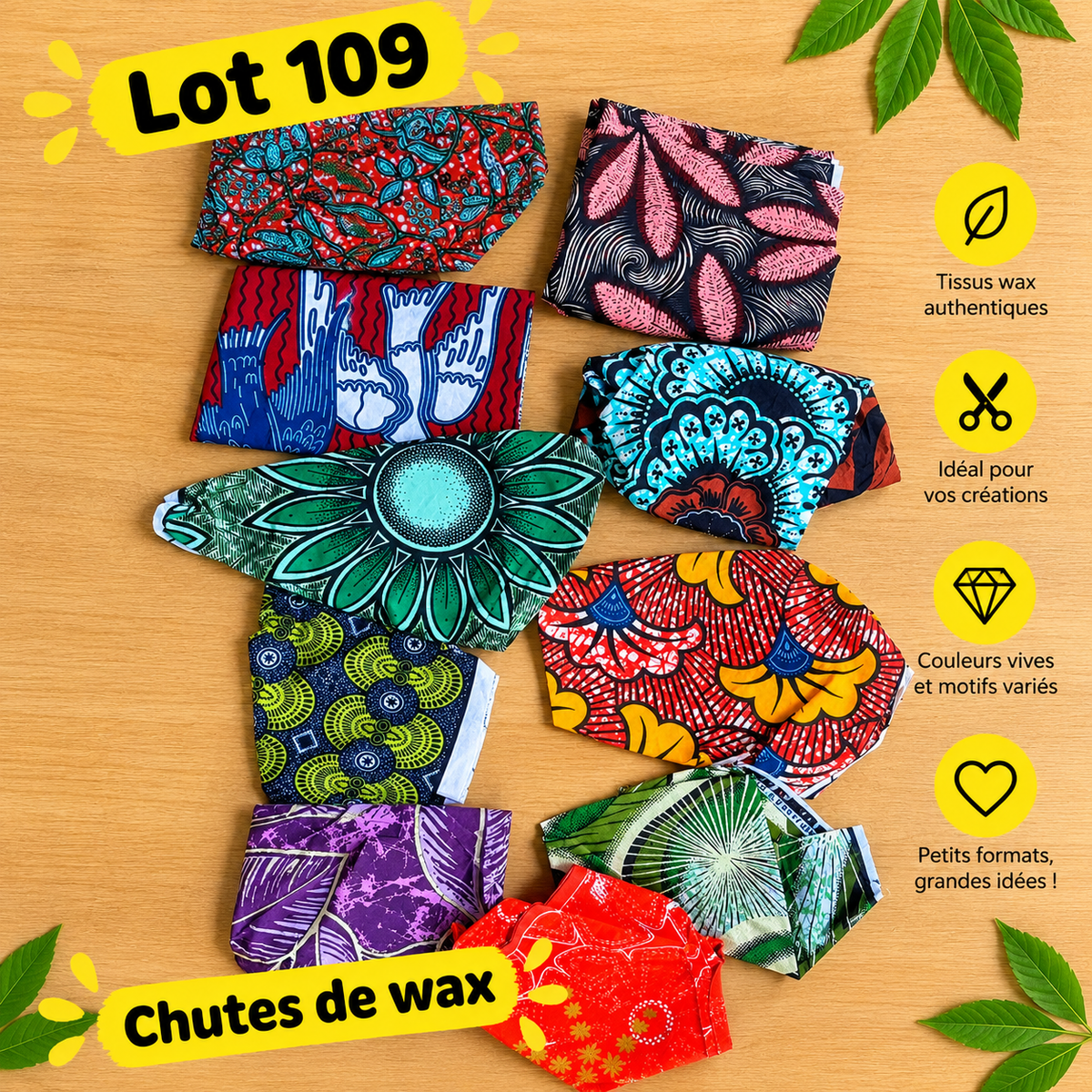 Lot de chutes de tissu wax - 109