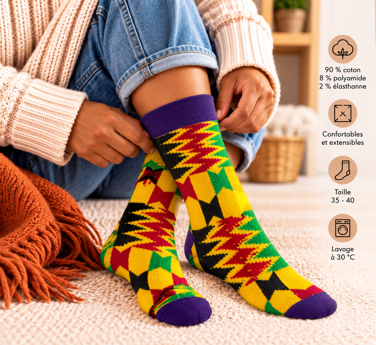 Chaussettes aux motifs africains