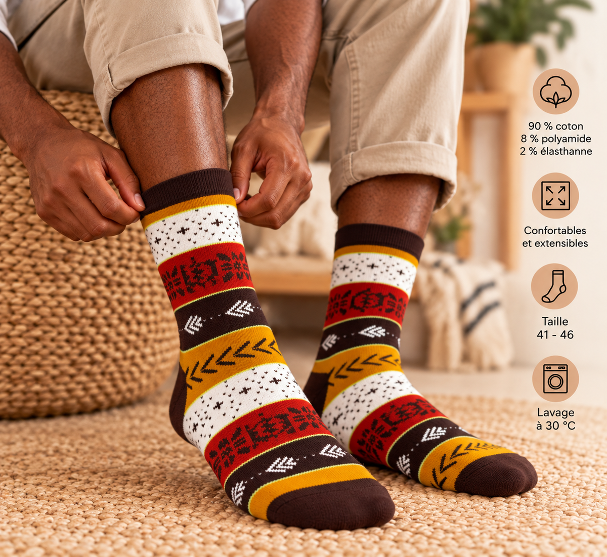 Chaussettes aux motifs africains