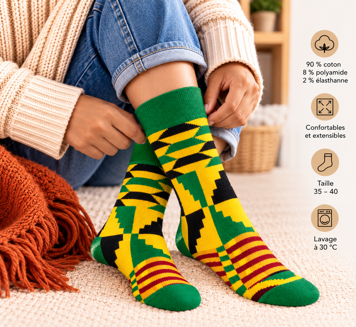 Chaussettes aux motifs africains