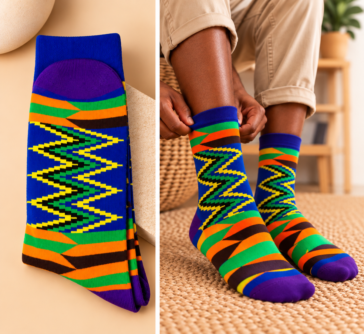 Chaussettes aux motifs africains