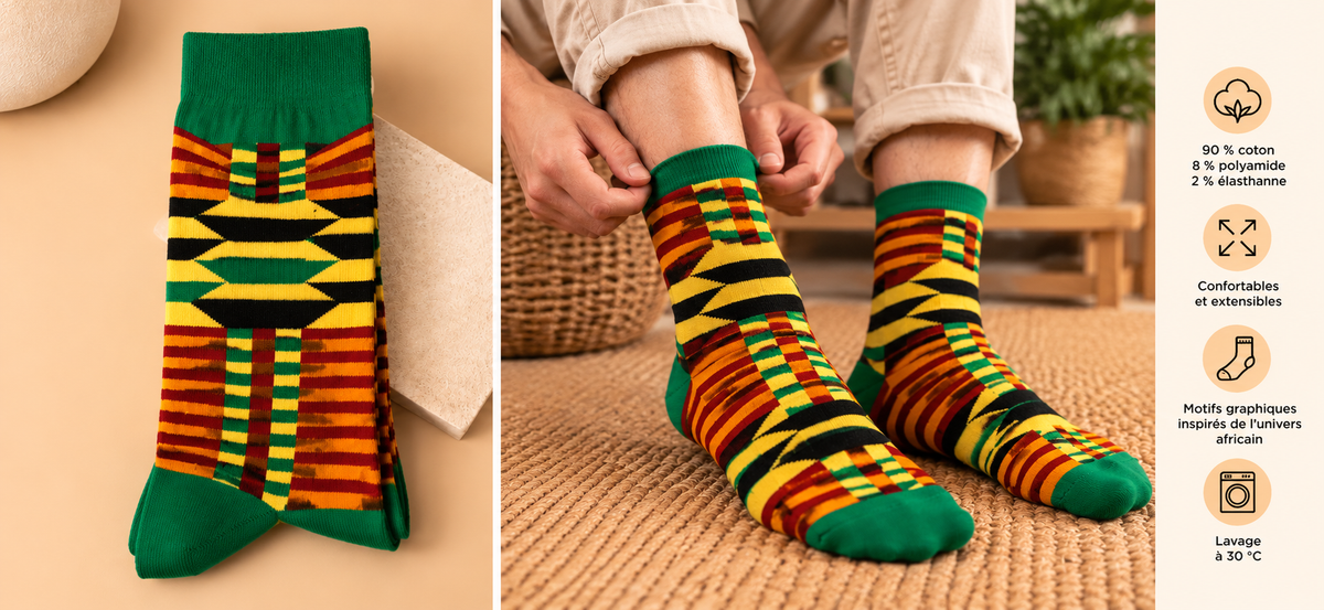 Chaussettes aux motifs africains