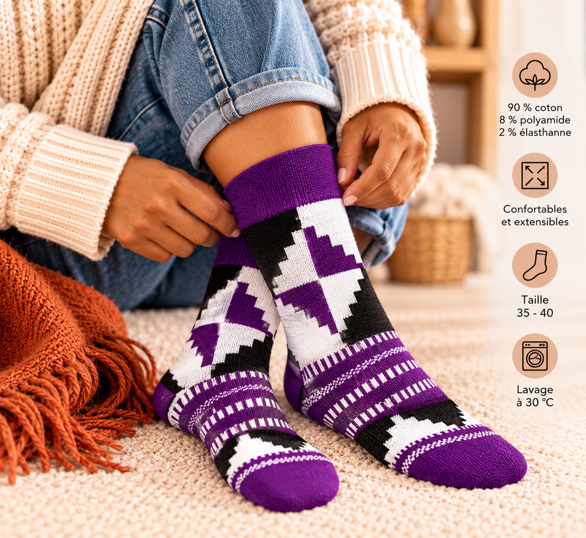 Chaussettes aux motifs africains