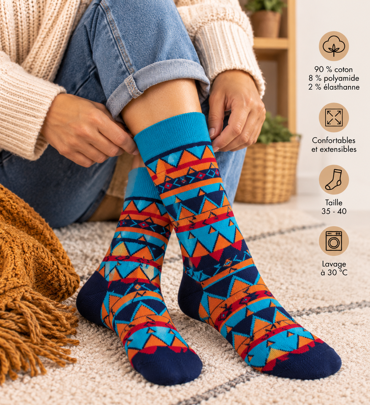Chaussettes aux motifs africains
