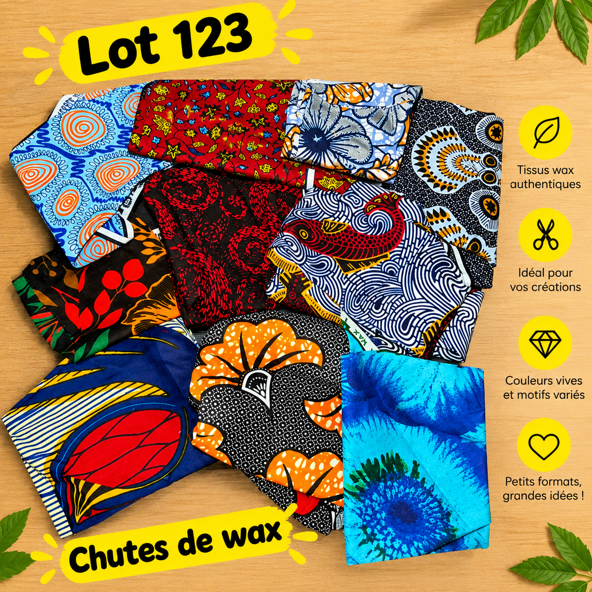 Lot de chutes de tissu wax - 123