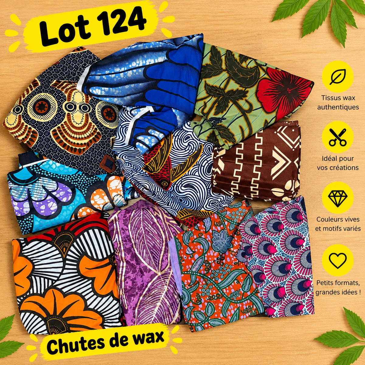 Lot de chutes de tissu wax - 124