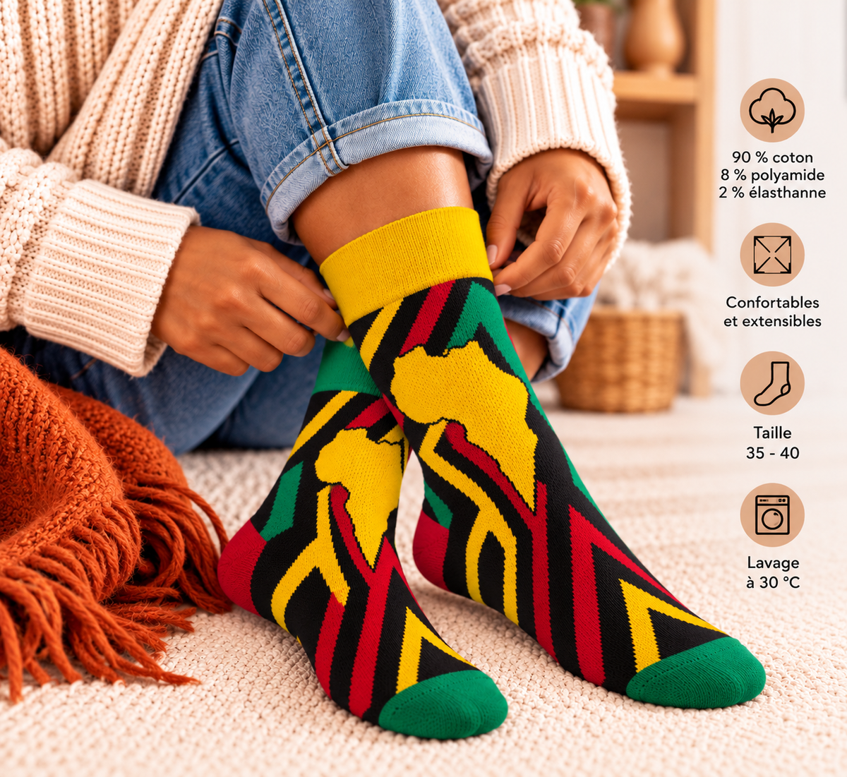 Chaussettes aux motifs africains
