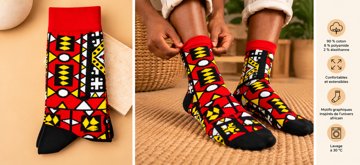 Chaussettes aux motifs africains