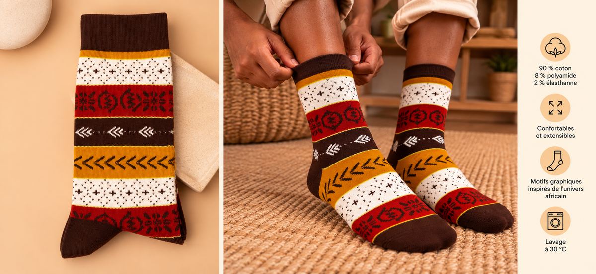 Chaussettes aux motifs africains