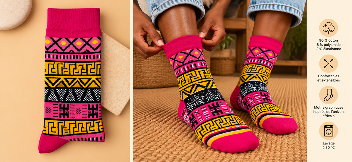 Chaussettes aux motifs africains