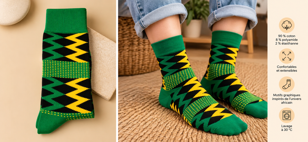 Chaussettes aux motifs africains